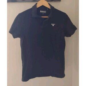 Barbour Polo Shirt Size Small Black Short Sleeve Logo